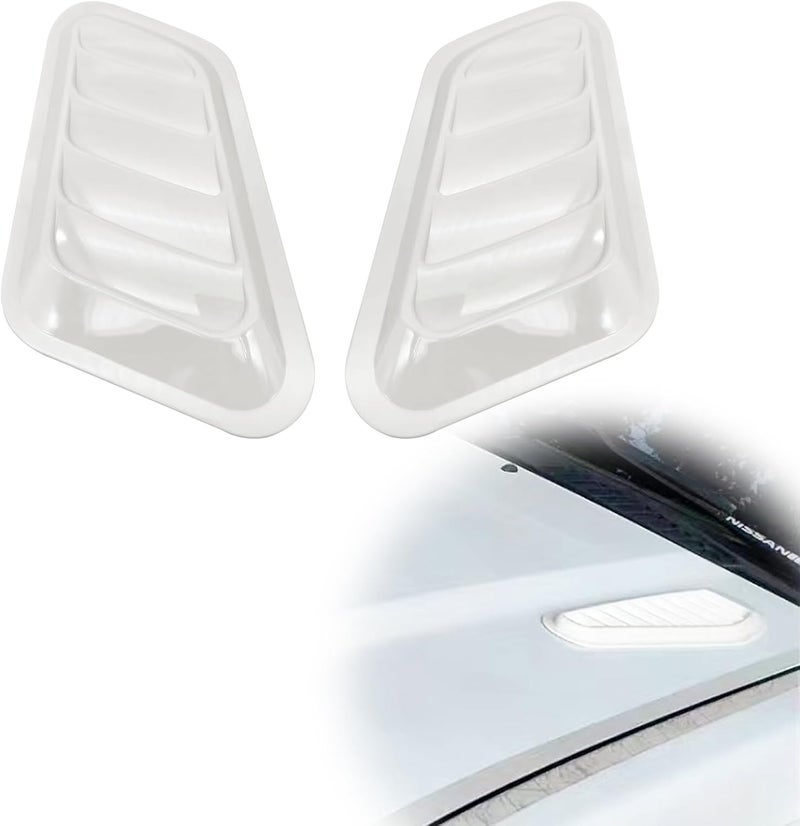 NOTISH 2PCS Hood Air Vents for Car Hood Scoop Decorative, Universal Air Intake Trim Scoop Turbo Bonnet Vent Cover Hood Auto (WHITE) - Image 1
